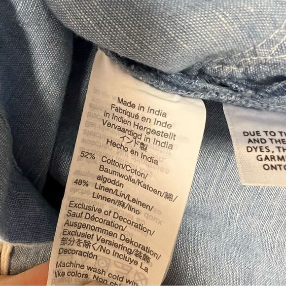 Point Sur linen/cotton blend embroidered top size L - Picture 7 of 9